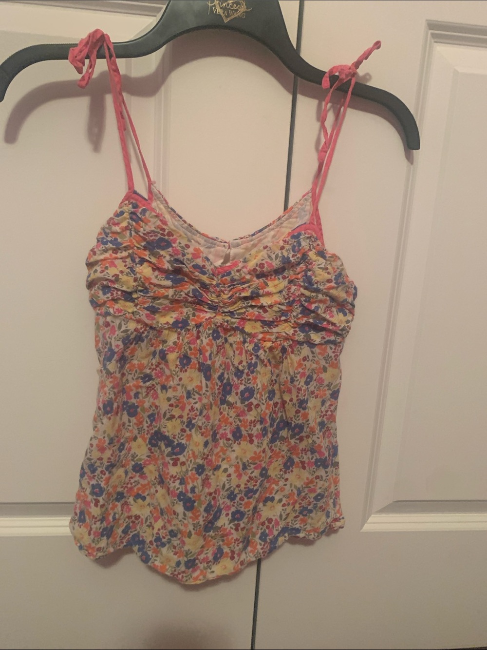 Abercrombie Vintage Y2K Floral Tie-Shoulder Spaghetti Strap Tank Top